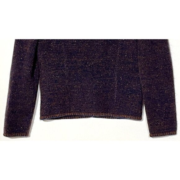 New ESCADA by MARGARETHA LEY Embroidered Brown Navy Mohair Wool Cardigan - Picture 7 of 12